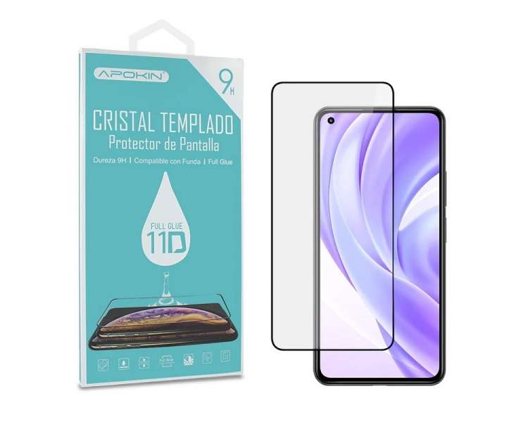 Cristal templado Full Glue 11D Premium Xiaomi Mi 11 Lite/MI 12 Lite/Vivo X50 Protector de Pantalla Curvo Negro