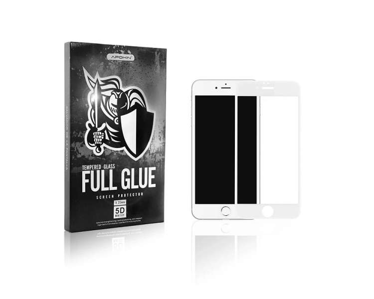 Caja 200* Cristal templado Full Glue 5D Iphone 6 Plus Protector de Pantalla Curvo Blanco