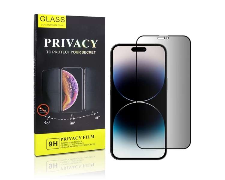 Cristal templado Privacidad iPhone 14 Pro Max 6.7" Protector de Pantalla 5D Curvo