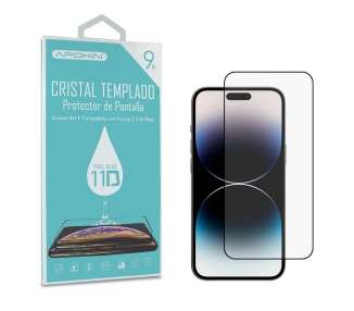Cristal templado Full Glue 11D Premium iPhone 14 Pro Max Protector de Pantalla Curvo Negro