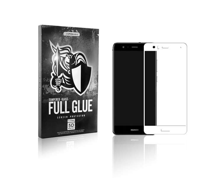Cristal templado Full Glue 5D Huawei P10 Lite Protector de Pantalla Curvo Blanco