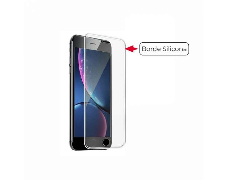 Cristal templado iPhone 6 Plus Protector de Pantalla Transparente borde Silicona