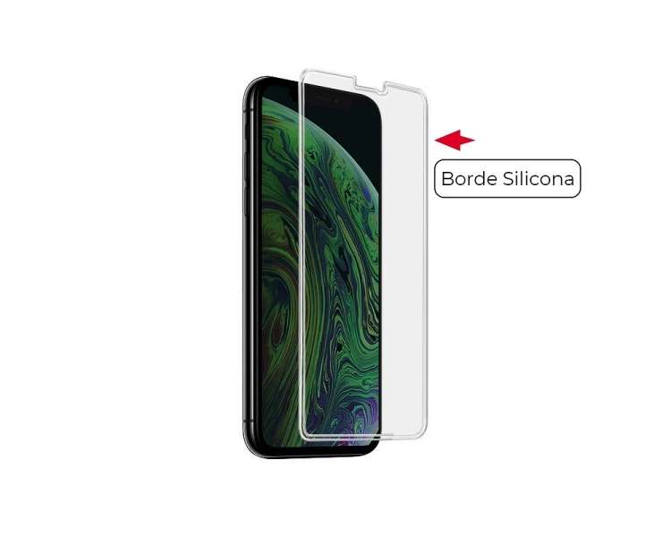 Cristal templado iPhone X / Xs Protector de Pantalla Transparente borde Silicona