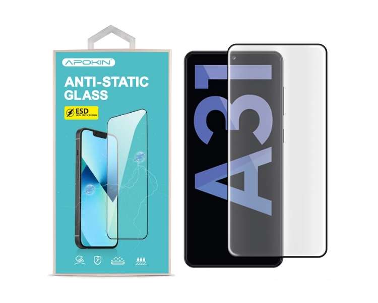 Cristal templado Full Glue 9H con Pegamento Anti-Estático Samsung A31/A32-4G/Huawei Y6P de Pantalla Curvo Negro