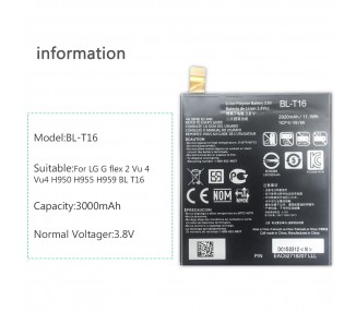 Bateria Original Para Lg Flex 2 H955 - Bl-T16 Ls996 H950