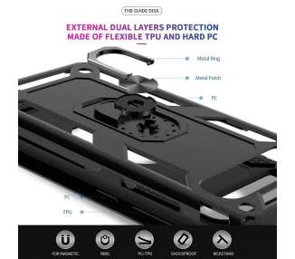 Funda Aluminio Antigolpe Samsung Galaxy A81/Note 10 Lite con Imán y Soporte de Anilla 360º