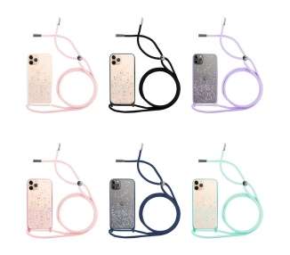 Funda Brillantina con Cordón iPhone 11 Pro con Borde de Color