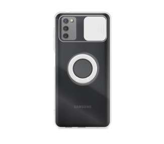 Funda Samsung Galaxy A02S Transparente con Anilla y Cubre Cámara 5 Colores
