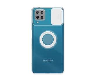 Funda Samsung Galaxy A12 Transparente con Anilla y Cubre Cámara 5 Colores