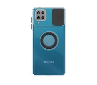 Funda Samsung Galaxy A12 Transparente con Anilla y Cubre Cámara 5 Colores