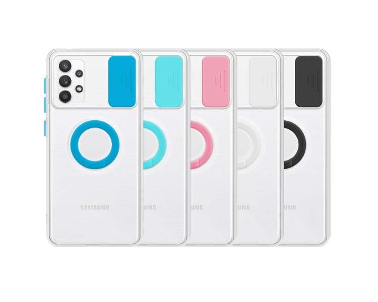 Funda Samsung Galaxy A32 4G Transparente con Anilla y Cubre Cámara 5 Colores