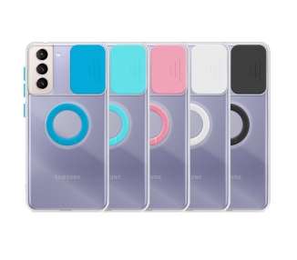 Funda Samsung Galaxy S21 Plus Transparente con Anilla y Cubre Cámara 5 Colores