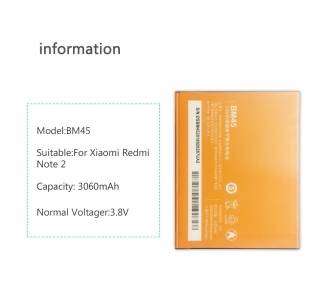 Bateria Para Xiaomi Hongmi Redmi Note 2, Mpn Original: Bm45