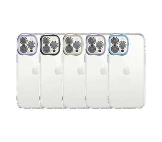 Funda Premium Antigolpe Transparente V2 para iPhone 12 Pro Max 6.7"Borde Camara Aluminio 6 Color