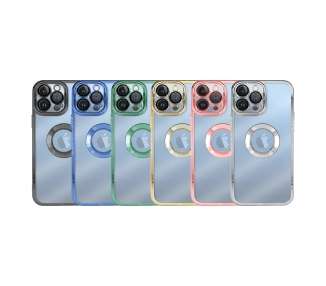 Funda iPhone 12 Pro Max Silicona Tranparente Cromado Cubre Camara 3D 6-Colores