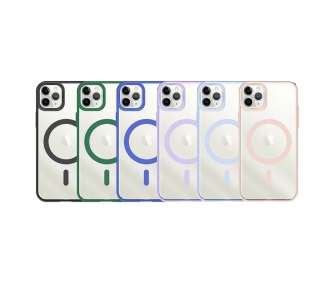Funda Transparente Borde Color Magsafe para iPhone 11 Pro Max 6-Colores