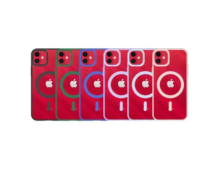 Funda Premium Transpartente Borde Color Magsafe para iPhone 11 Pro Max  6-Colores