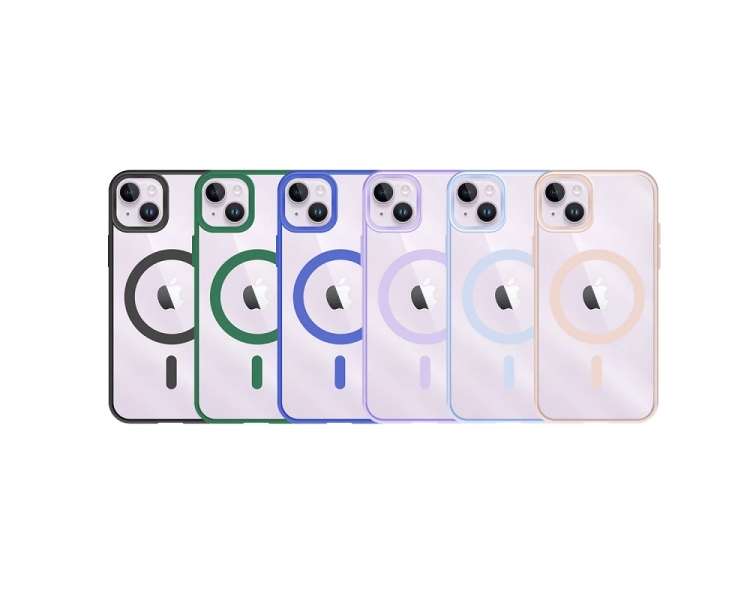 Funda Transparente Borde Color Magsafe para iPhone 14 Plus 6-Colores