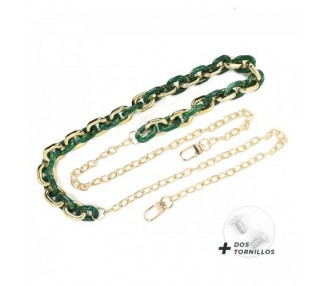 Cadena Redonda para Funda de Móvil Colgante - Verde y Dorado