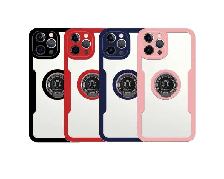 Funda Doble Con Imán y Anilla iPhone 11 Pro Max Silicona Delantera y Trasera - 4 Colores