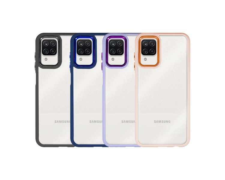 Funda Premium Antigolpe Transparente para Samsung Galaxy A12 5G Borde Camara Aluminio 6 Color