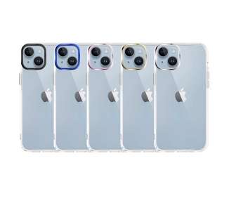 Funda Transparente Acrílico Duro iPhone 14 Space Case Borde Cámara Aluminio - 5 Colores