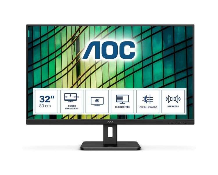 Monitor profesional aoc u32e2n 31.5'/ 4k/ multimedia/ negro