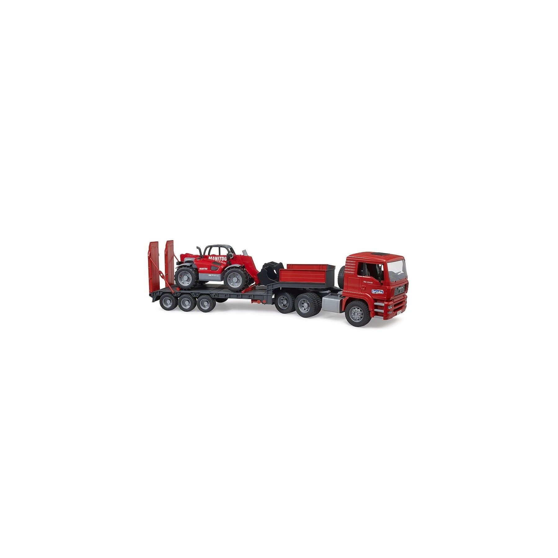 Bruder - MAN TGA truck with low loader trailer & Manitou telehandler (02774)