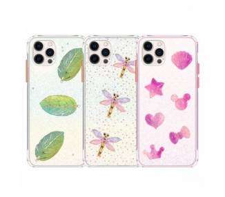 Funda Gel Transparente Purpurina Relieve iPhone 12 PRO, 3-Colores