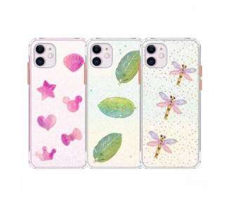 Funda Gel Transparente Purpurina Relieve iPhone 12 Mini, 3-Colores