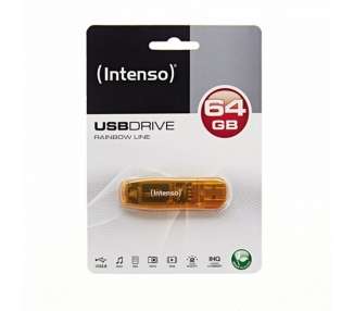 Memoria USB Intenso 3502490 Lápiz USB 2.0 Rainbow 64GB Naranja