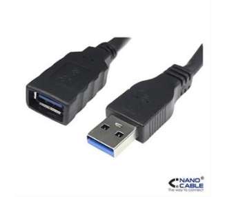 CABLE USB 3.0 PROLONGACION A/M-A/H 2M NEGRO NANOCABLE