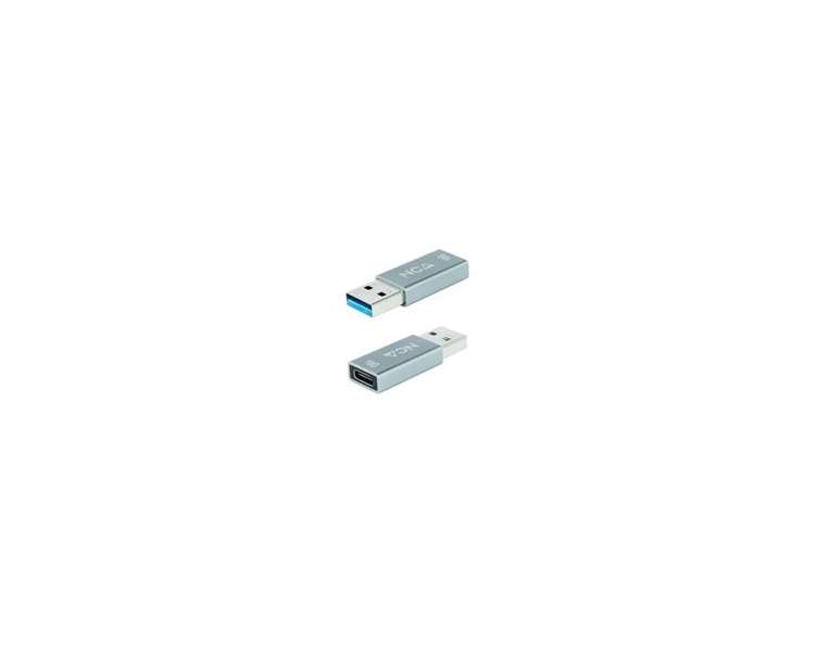 ADAPTADOR USB-A/M 3.1 GEN2 A USB-C/H ALUMINIO GRIS NANOCABLE