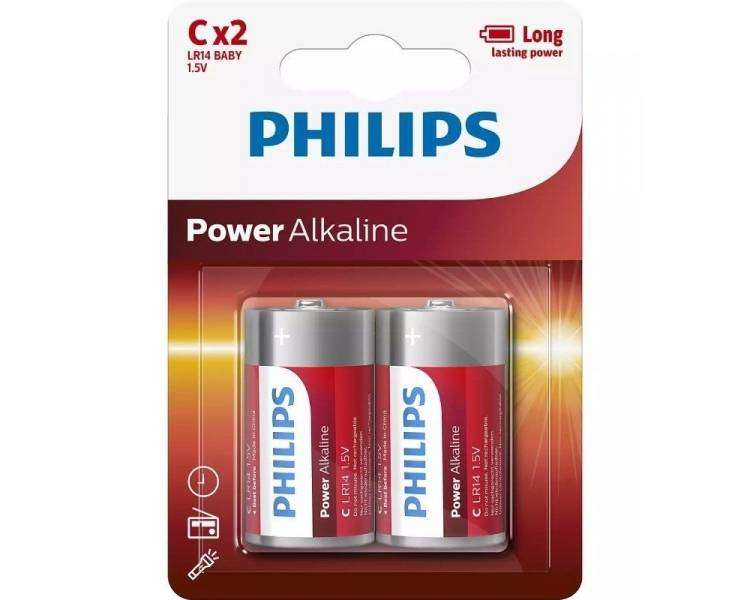 Pack De 2 Pilas Bateria C Bateria Philips LR14P2B,10 1.5V Alcalinas