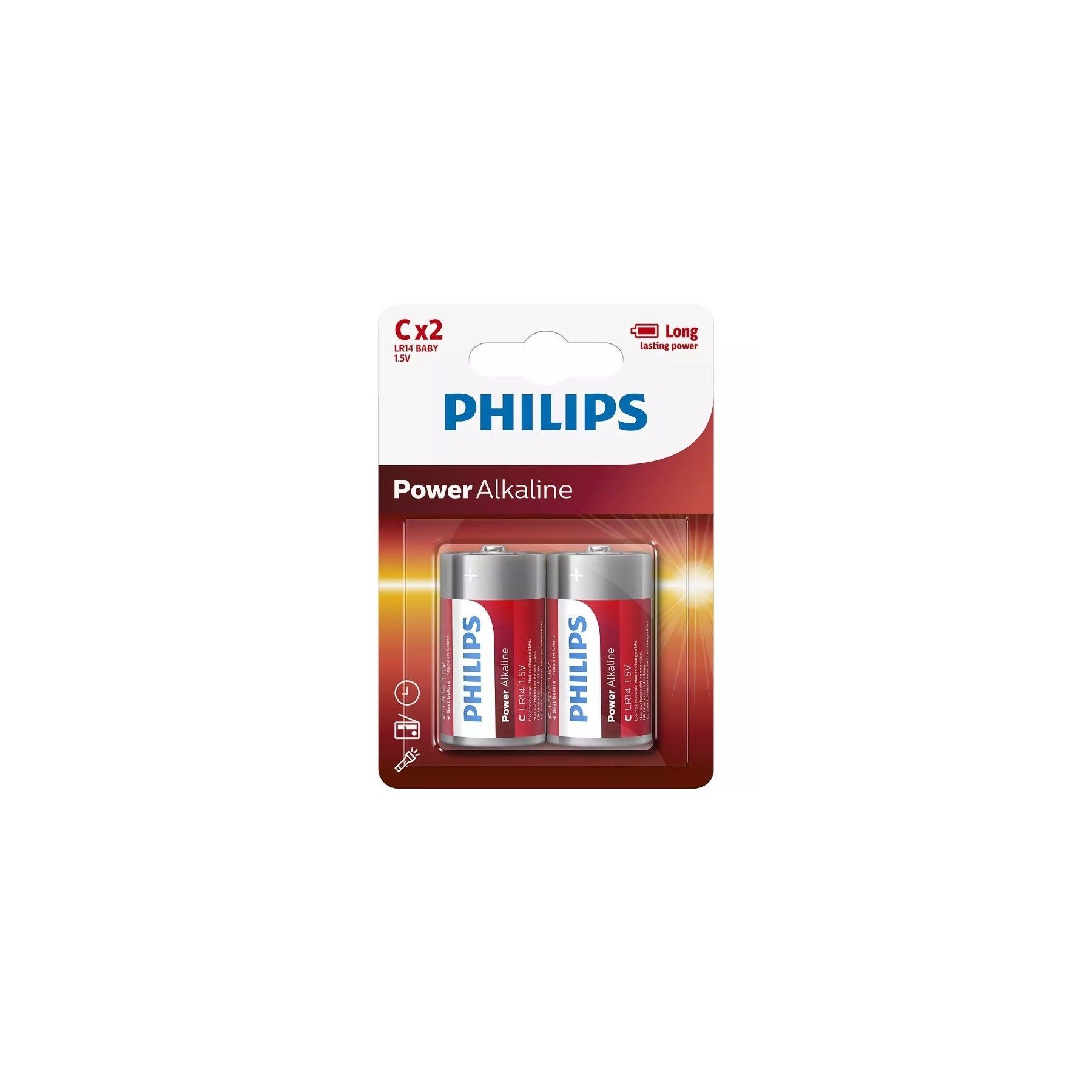 Pack De 2 Pilas Bateria C Bateria Philips LR14P2B,10 1.5V Alcalinas