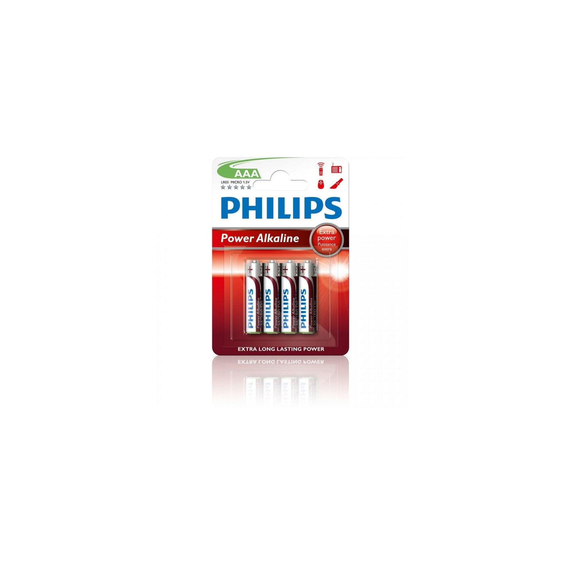Pack De 4 Pilas Bateria AAA Philips LR03P4B,10, 1.5V, Alcalinas
