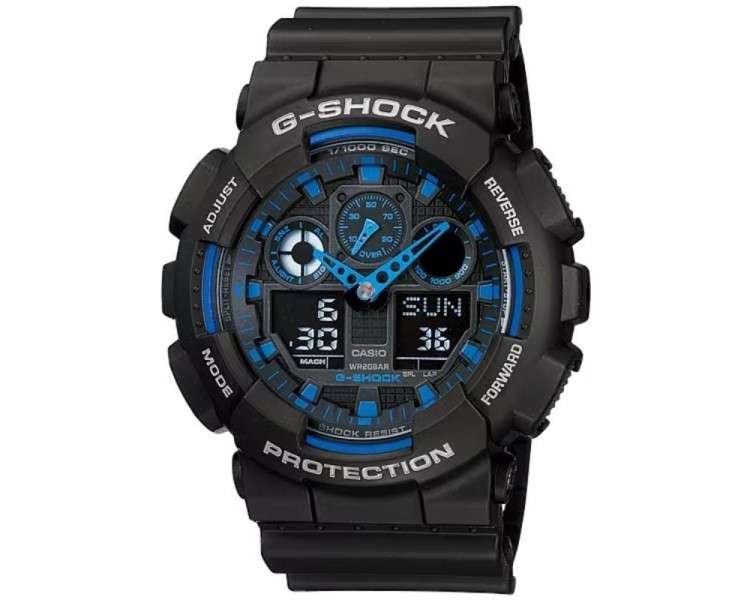 Reloj analógico y digital casio g-shock trend ga-100-1a2er/ 55mm/ negro y azul