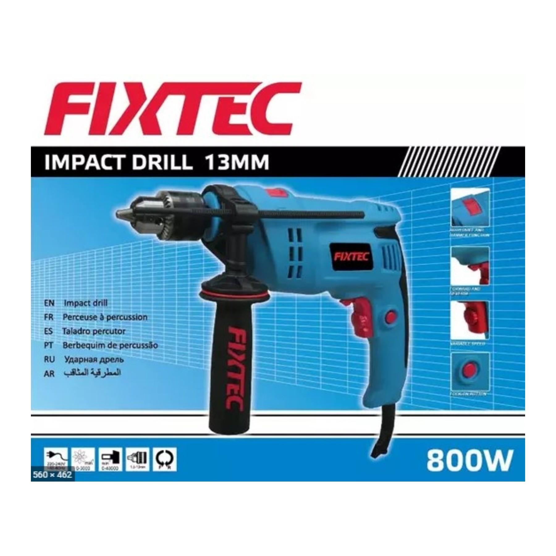 Taladro De Impacto Percutor Taladradora Atornillador 800W Regulador De Velocidad