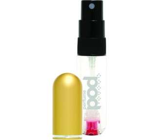 Perfume Pod Clear Refillable Perfume Atomizer with Spray and Genie-S Refill Gold