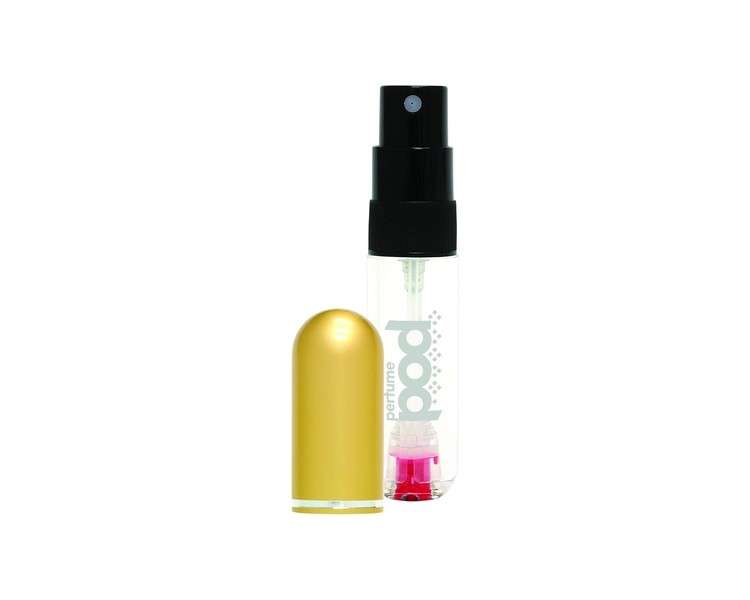 Perfume Pod Clear Refillable Perfume Atomizer with Spray and Genie-S Refill Gold