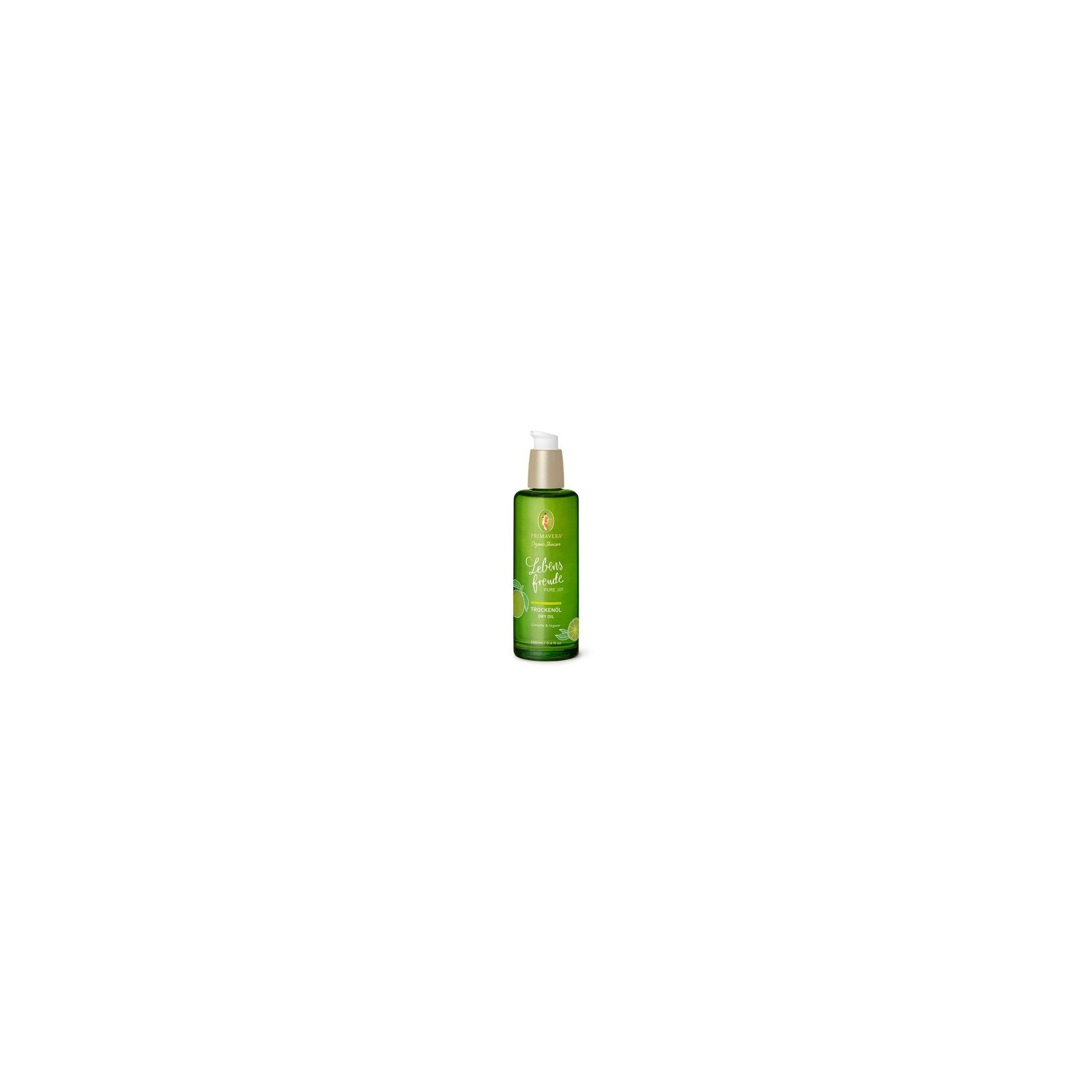 PRIMAVERA Lebensfreude Dry Oil 100ml Lime and Ginger Scent - Vegan Natural Cosmetics