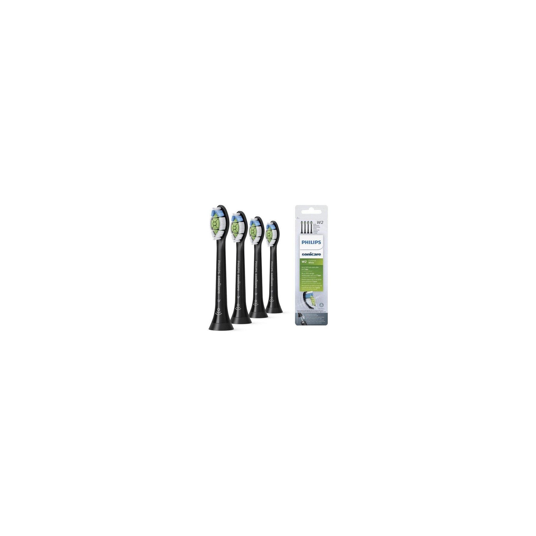 Philips Sonicare Original W2 Optimal White Standard Sonic Toothbrush Heads in Black Model HX6064/11