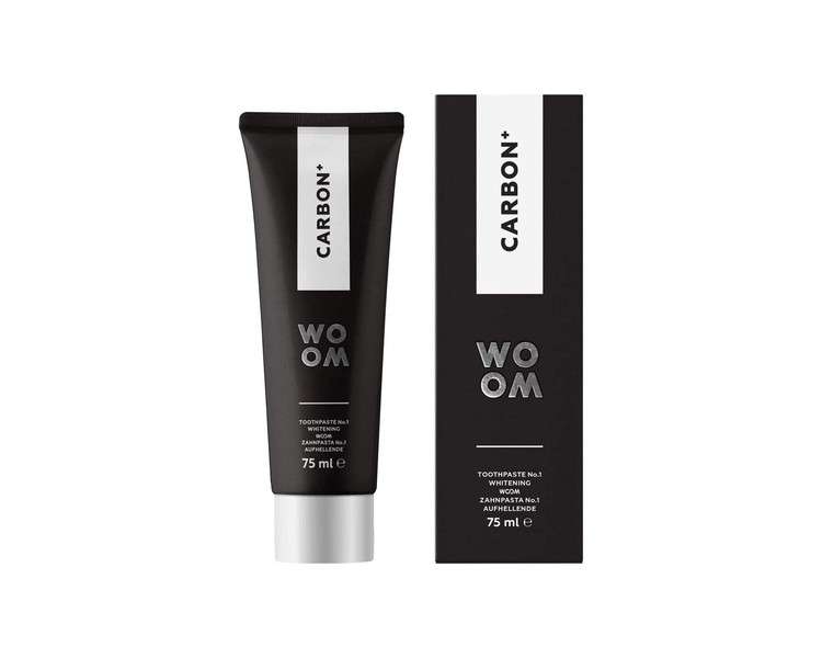 Woom Carbon+ Premium Whitening Toothpaste with Activated Charcoal and Fluoride 75ml