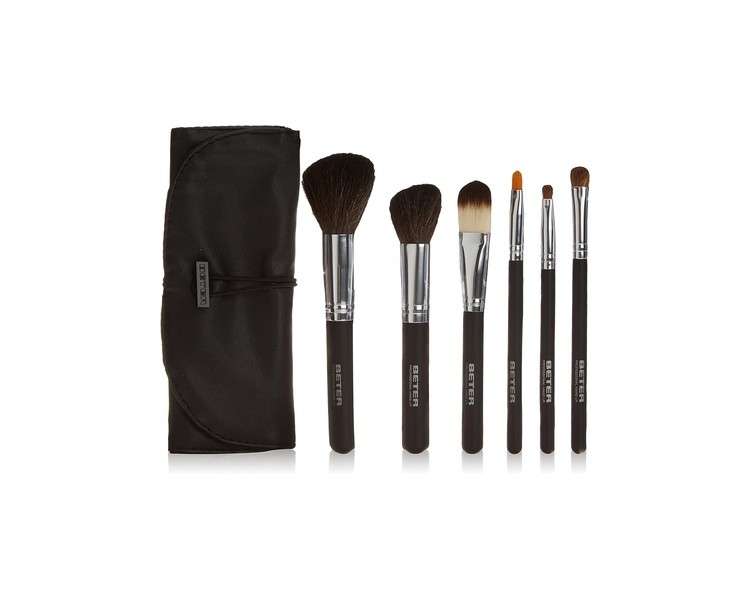 Beter Professional Makeup Brush Set with Folding Case for Face and Eye Makeup - Set of 6 Brushes