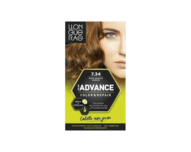 Llong Color Advance 7.34 Golden Copper Blonde Permanent Hair Color 210g