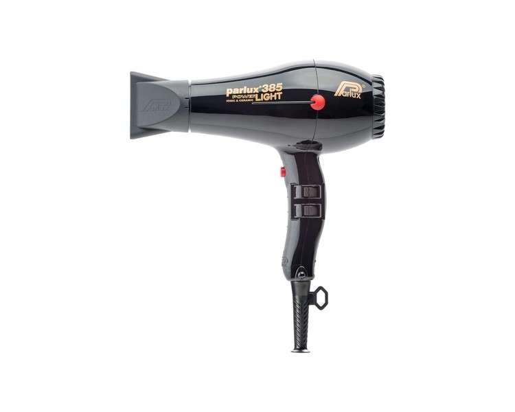 Parlux Powerlight 385 Hair Dryer in Black 2150W Powerful Lightweight Hair Accessories for Quick Easy Drying Styling with Built-in Silencer Incorporated Ceramic Ionic Technology