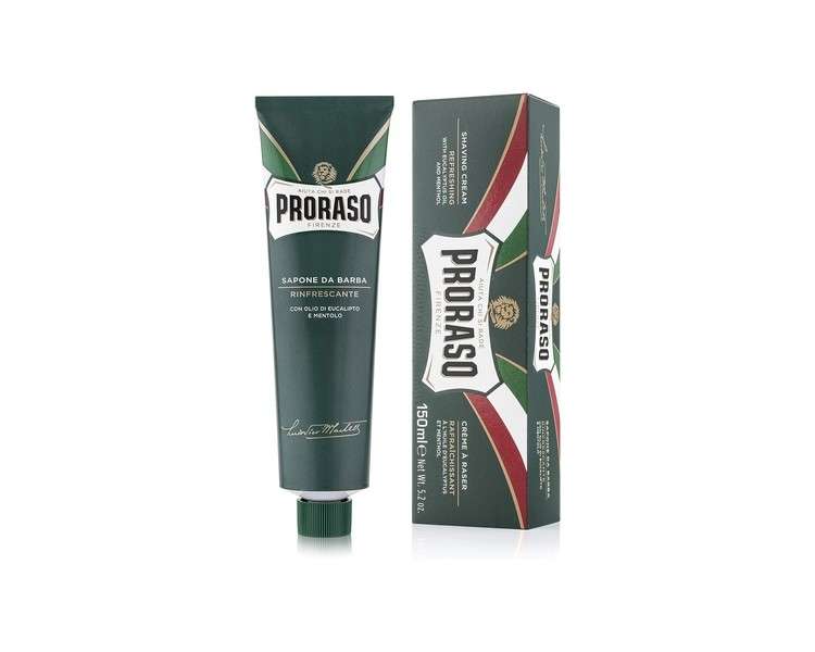 Proraso Shaving Cream Tube 150ml with Eucalyptus Oil and Menthol - Refreshing and Toning Shaving Cream for Men - Made in Italy