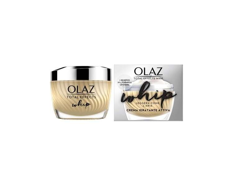 Olaz Total Effects Whip Active Moisturizing Cream Face Cream Light as Air Texture For You, Who Want a Young and Radiant Skin Without Giving Up Lightness 50ml