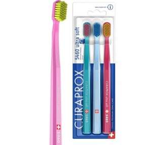 Curaprox Toothbrush Set CS 5460 Ultra Soft Manual Toothbrushes for Adults with Super Soft CUREN Bristles - Pack of 3