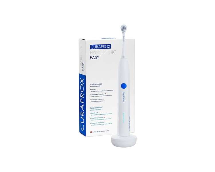Curaprox Hydrosonic Easy Toothbrush Electric Toothbrush for Adults with 3 Cleaning Levels